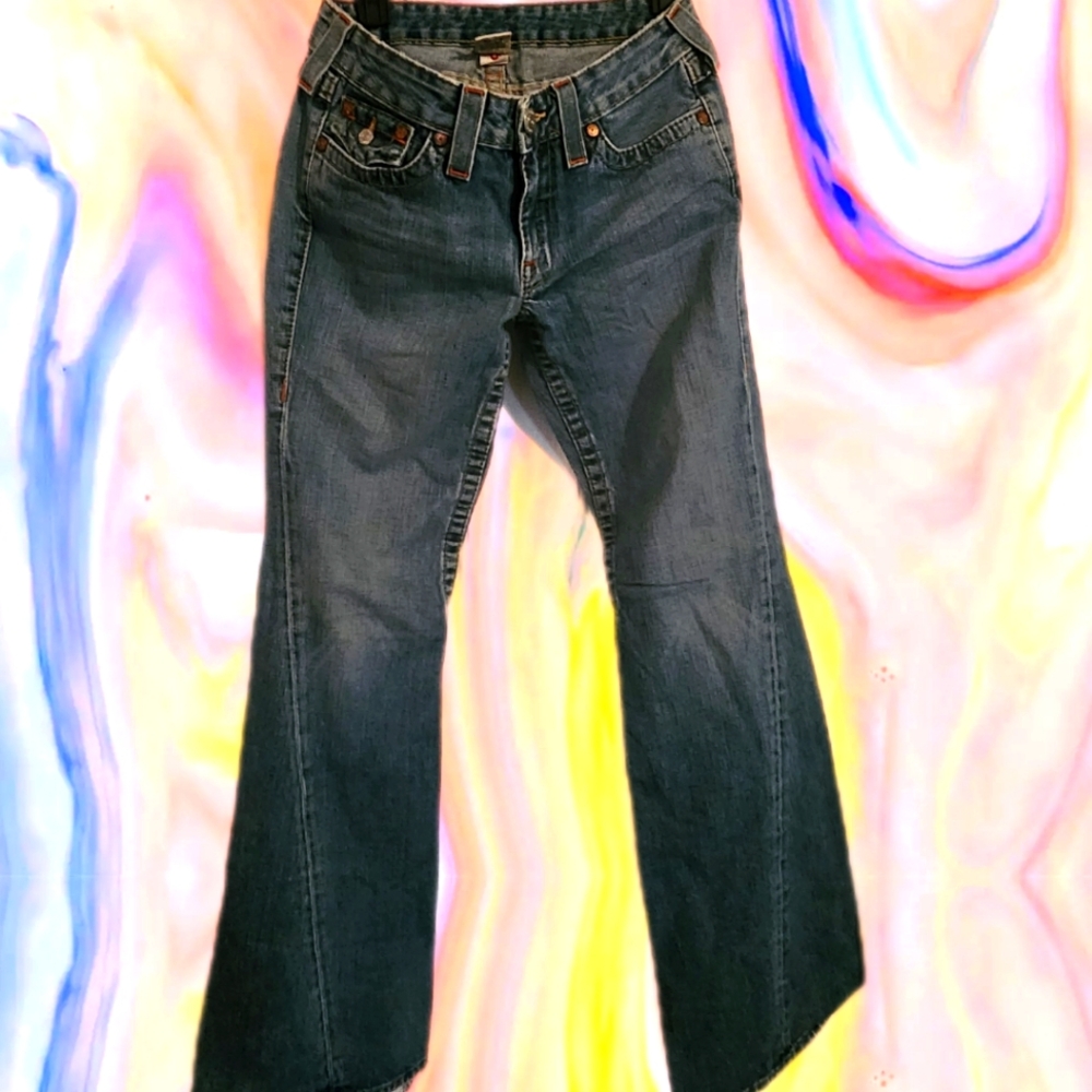 True Religion Flare Embroidered Jeans